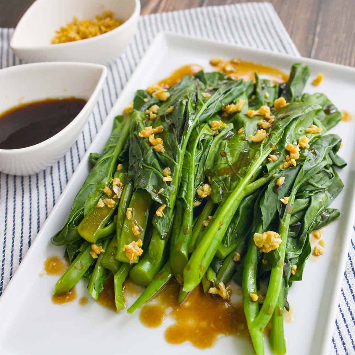 Kailan (Chinese Broccoli) with Garlic Infused Oyster Sauce