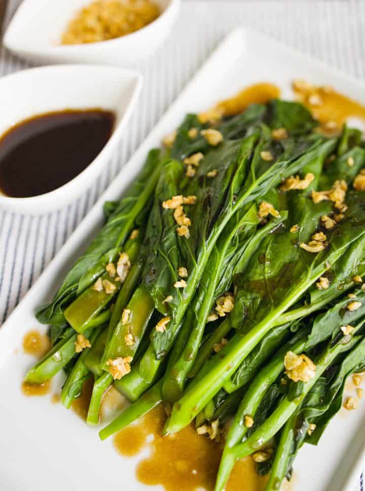 Kailan (Chinese Broccoli) with Garlic Infused Oyster Sauce