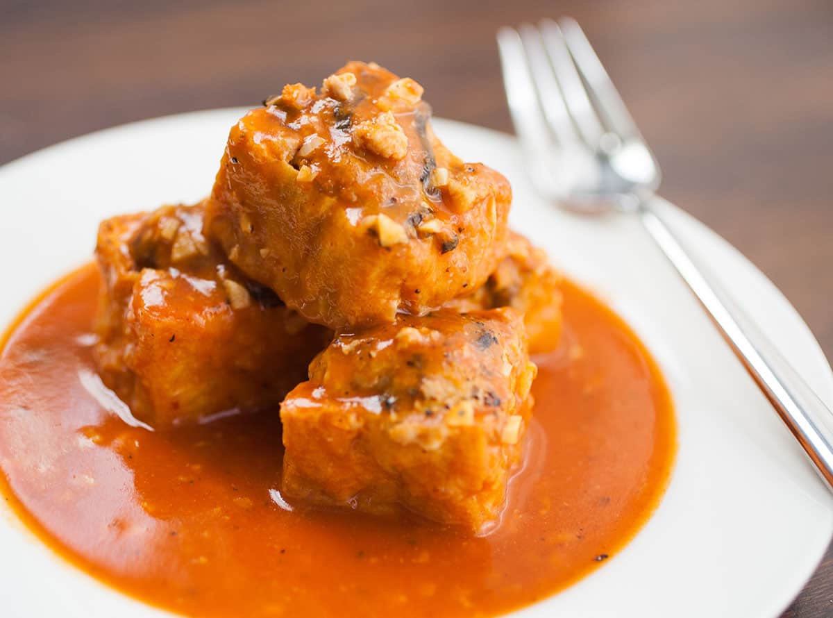 Stuffed Tofu in Tomato Sauce Vietnamese Style Dau Hu Don Thit