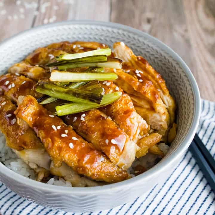 Chicken Teriyaki Don (Donburi) with Crispy Skin