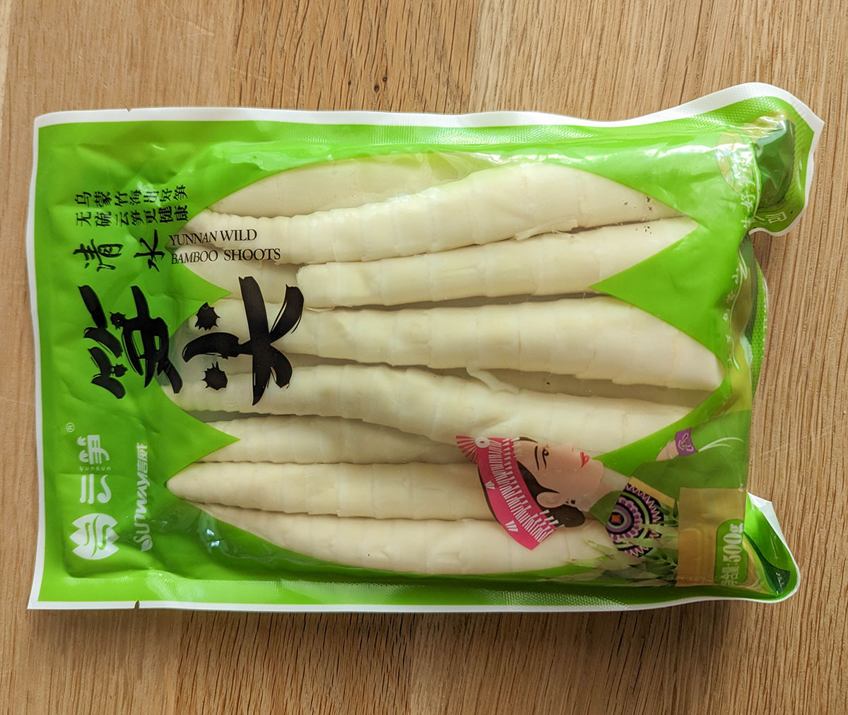 Fresh bamboo shoots pack.